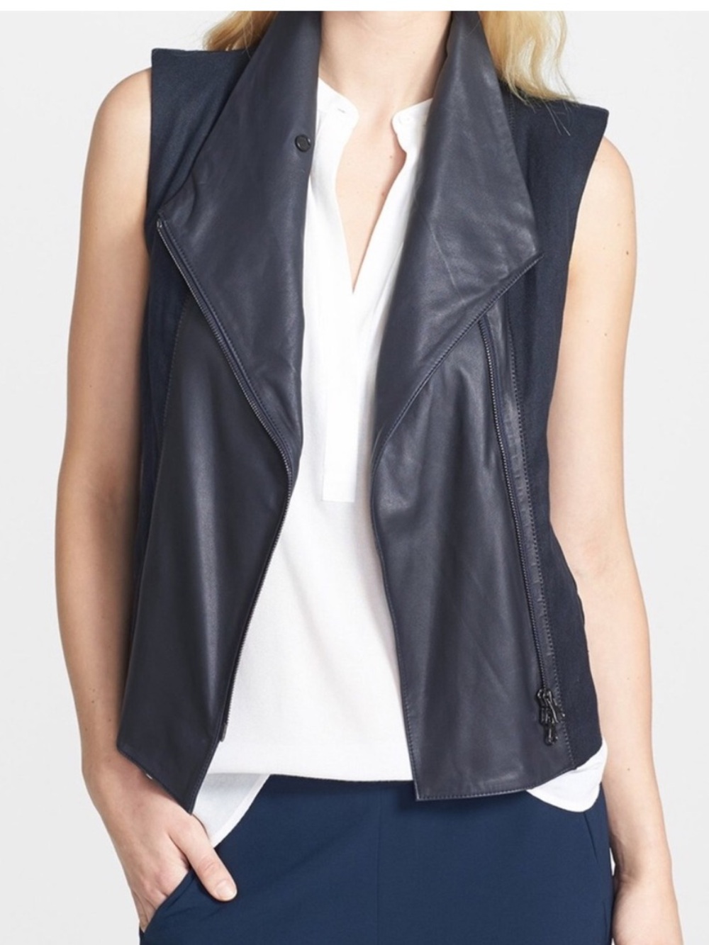 Vince Midnight Navy Goat Leather Vest